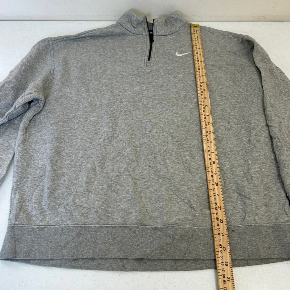 Nike Mens Quarter Zip Pullover Heather Grey Embroidered Swoosh Mock Neck Small